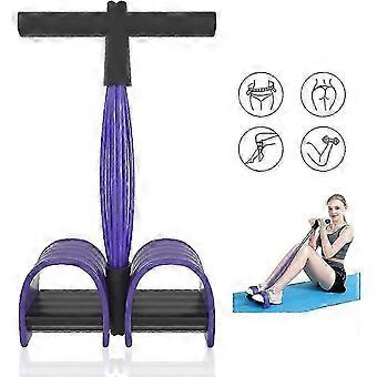 Enhanced 6-Tube Resistance Bands with Pedals and Handles - Durable Latex Stretch Ropes for Exercise - Purple Tone_jwp1