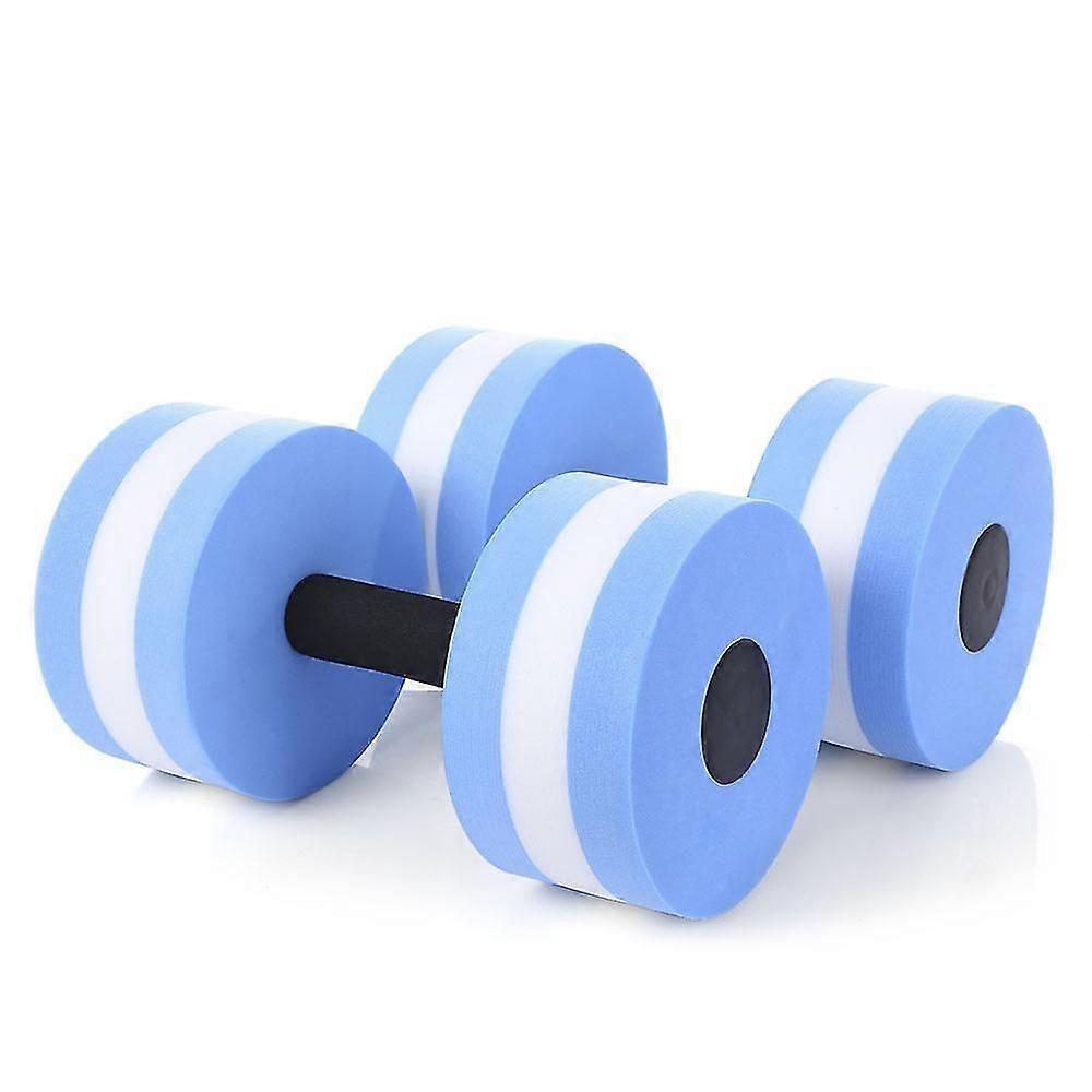 2pcs Blue EVA Floating Dumbbells for Swimming Pool Exercise