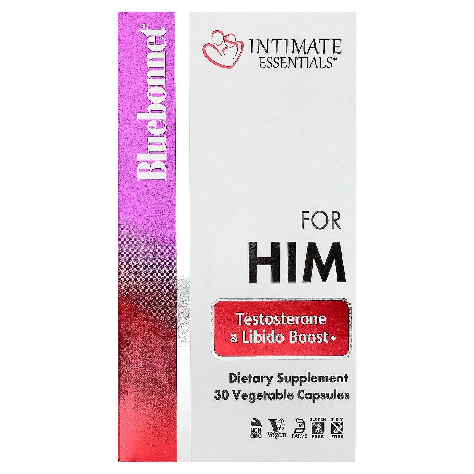 Bluebonnet Nutrition, Intimate Essentials, For Him, Testosterone & Libido Boost, 30 Vegetable Capsules