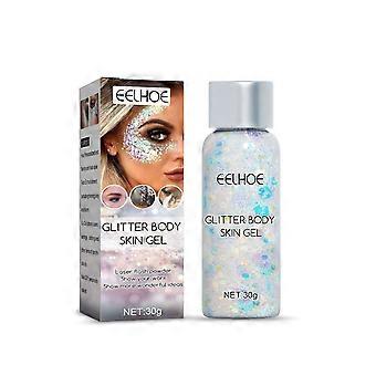 2pcs Shimmer Body Gel (White), Glitter Scale Gel for Makeup, Stage, Cosmetic Props, Eyeshadow & DIY (Nail, Phone, Earrings, Clothes)