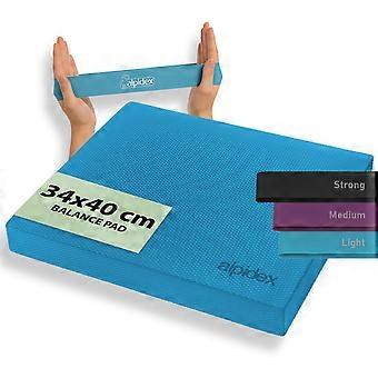 Balance Pad 40x34x5 cm Balanskussen Blauw met 3 Weerstandsbanden