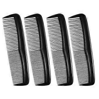 4 PCS Hair Cutting Comb Set DualTooth Black Plastic Pocket Hair Combs for Men and Women Travel Use