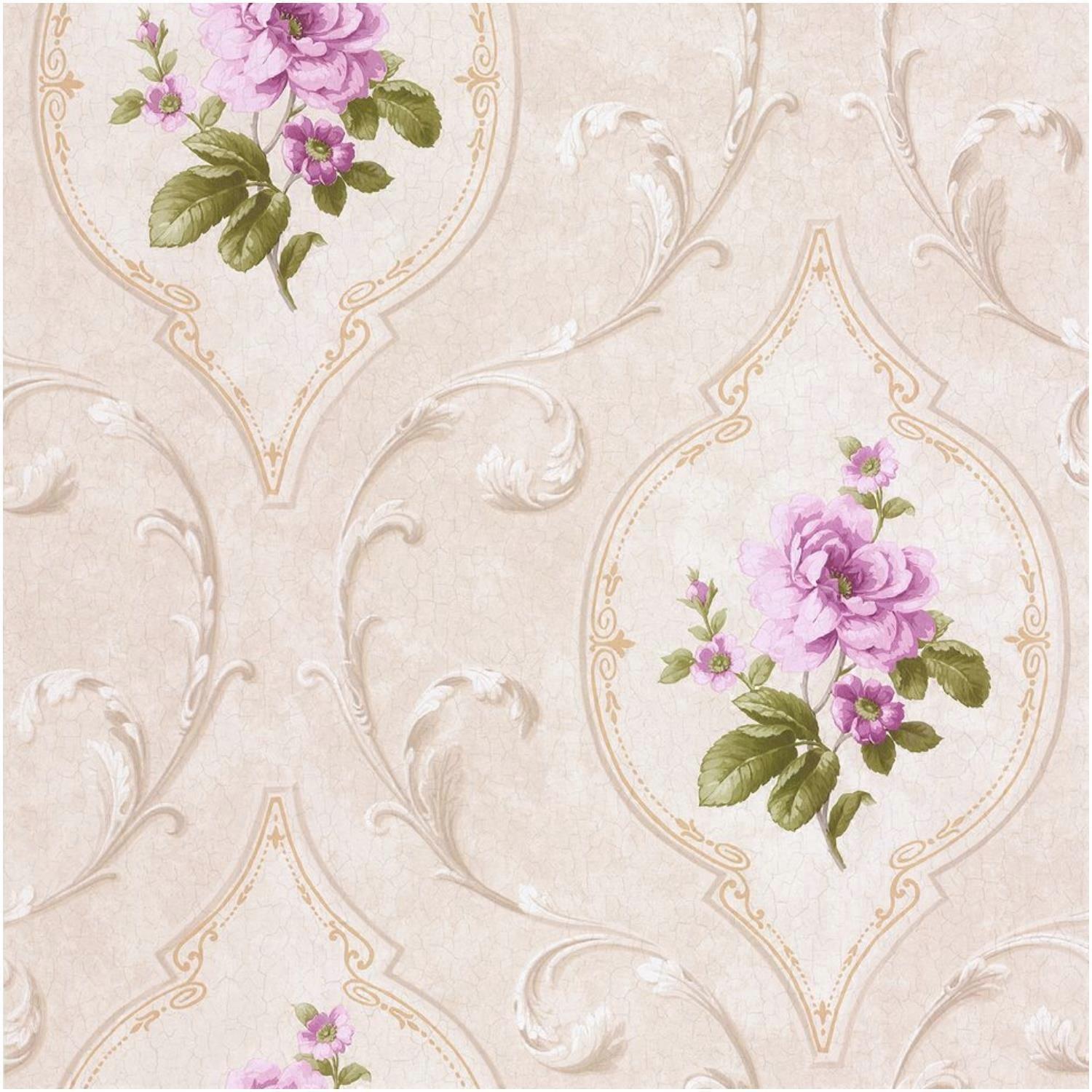 Tudor Rose Pink/Cream Wallpaper