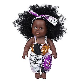 Darmowade Reborn Baby Dolls Realistisk 12 tums verklighetstrogen afroamerikansk återfödd babydocka flicka med kläder Stor presentuppsättning för flickor i åldern 3+