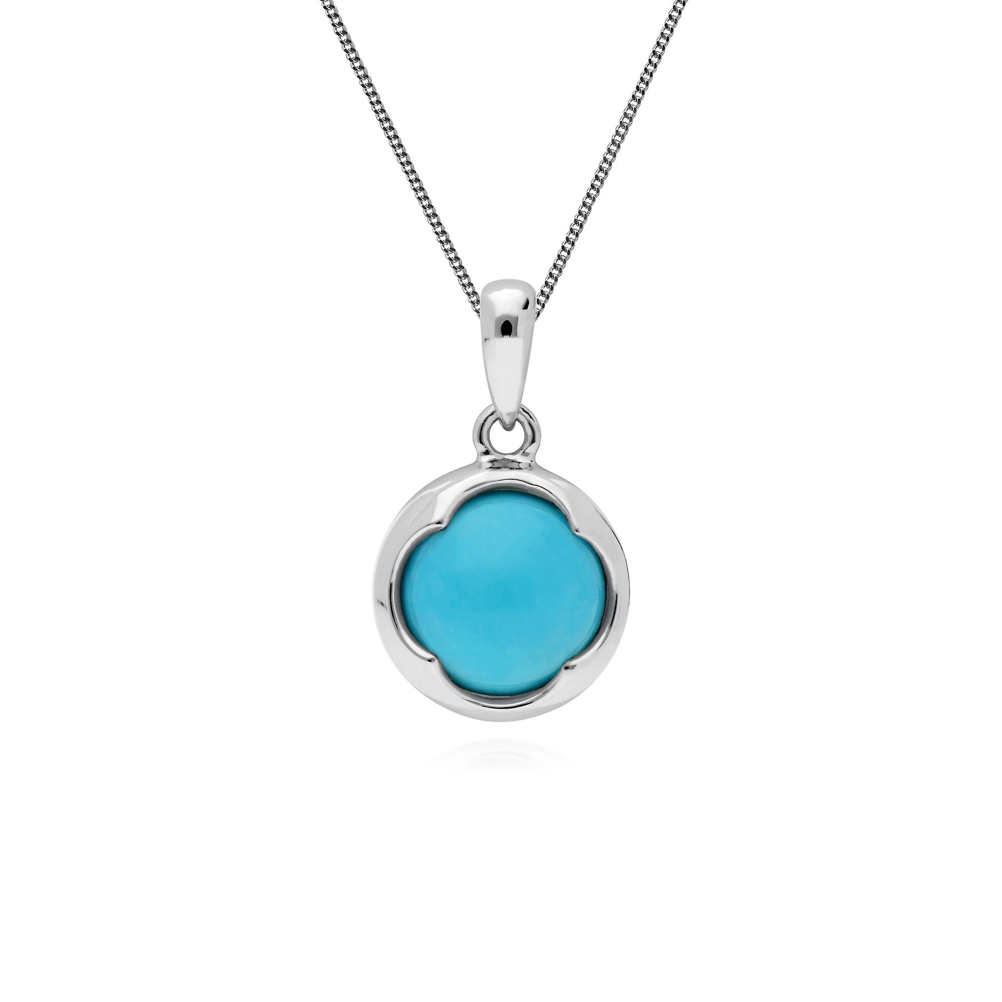 Geometric Sugarloaf Turquoise Circular Prism Pendant Necklace in 925 Sterling Silver 270P024501925