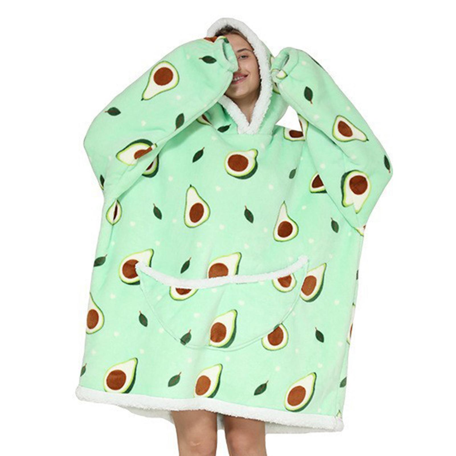 Wearable Blanket Hoodie Oversized Soft Thicken Hooded Blanket with Pocket for Ho