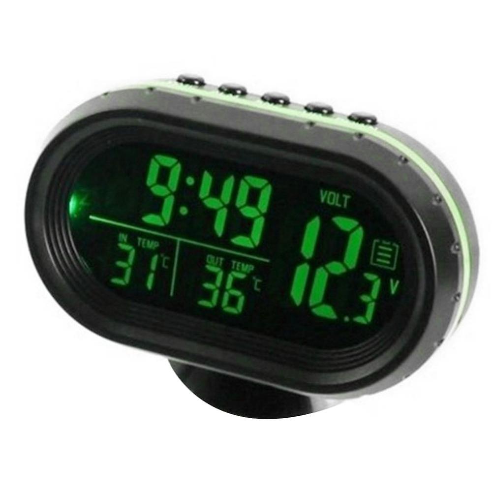 Car Thermometer Digital Clock DC 12V Automobile Clock LED Lighted Auto Dual Temperature Gauge