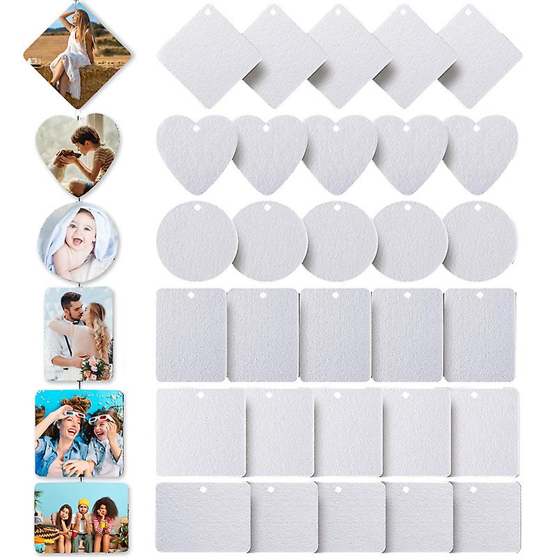 50 Pieces Blanks Car Scented Hanging Round Felt with Bags and Elastic Rope for Car Use and Decor
