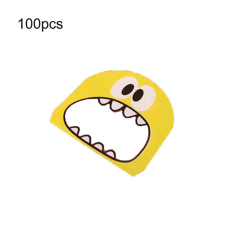 ZHOUBA 100Pcs Cartoon Monster Print Cookie Candy Biscuit Bags Self-adhesive Gift Bag
