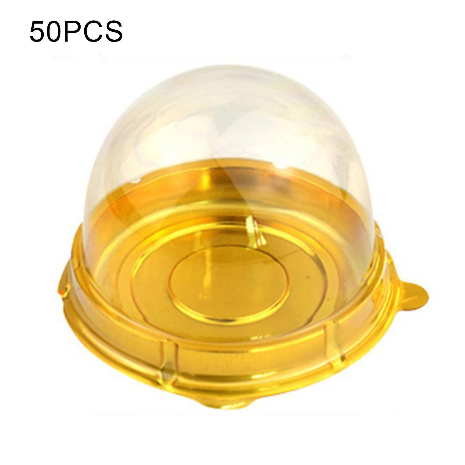 50Pcs Cupcake Container Disposable Plastic Single Compartment Cupcake Carrier Holder Box for Wedding