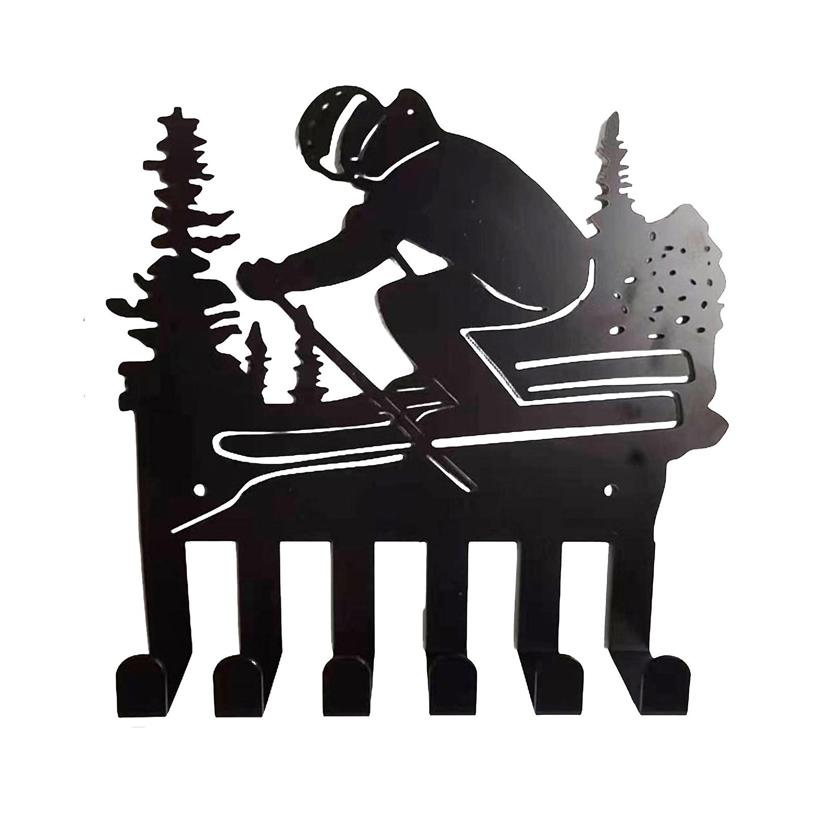 Ski Man Wall Hanger Coat Hooks Metal Towel Hanger With 6 Hooks For Foyer Bedroom University Dormitory