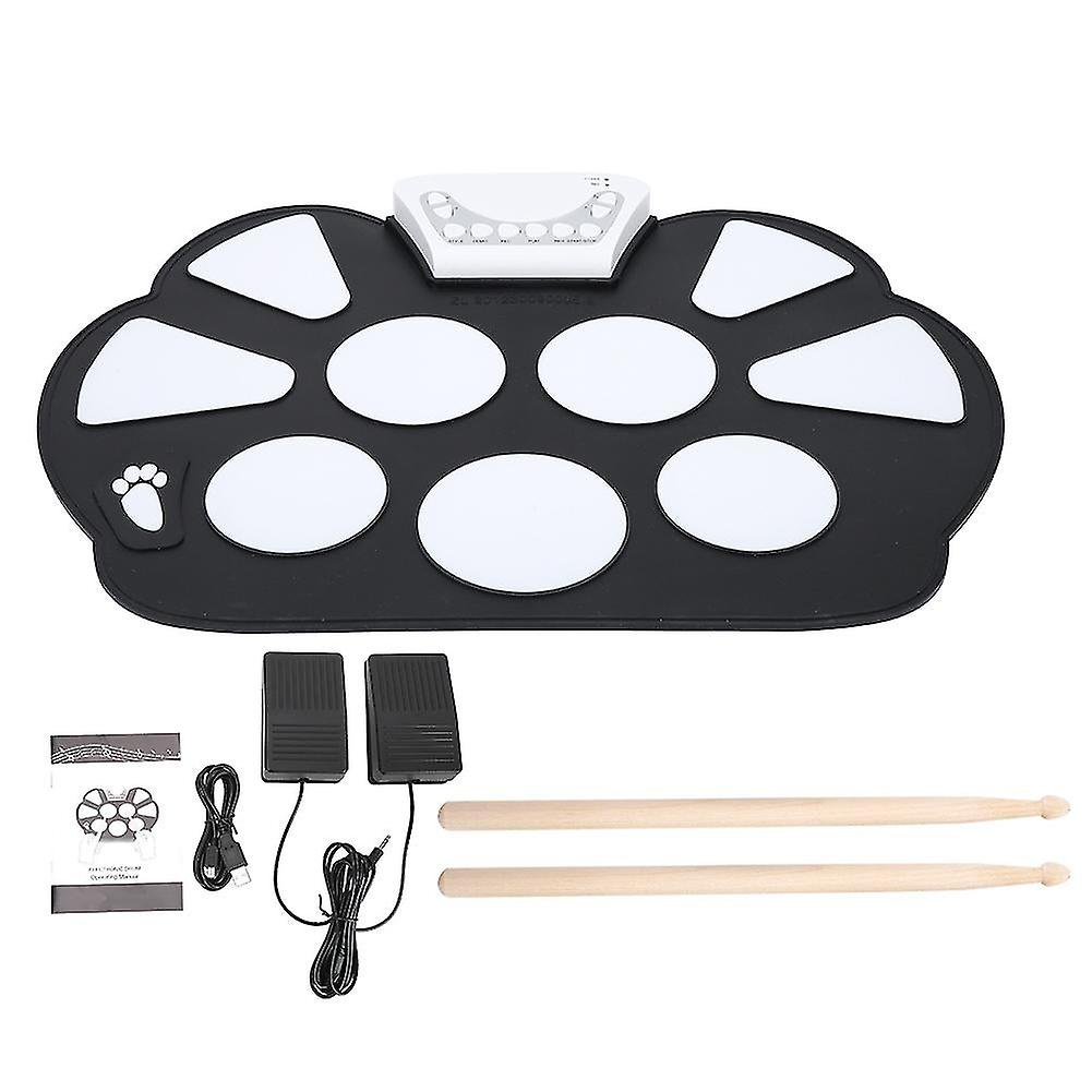 Portable Digital Usb / Dc5v Silicone Electronic Drum Kit Pad Musical Instrument Black