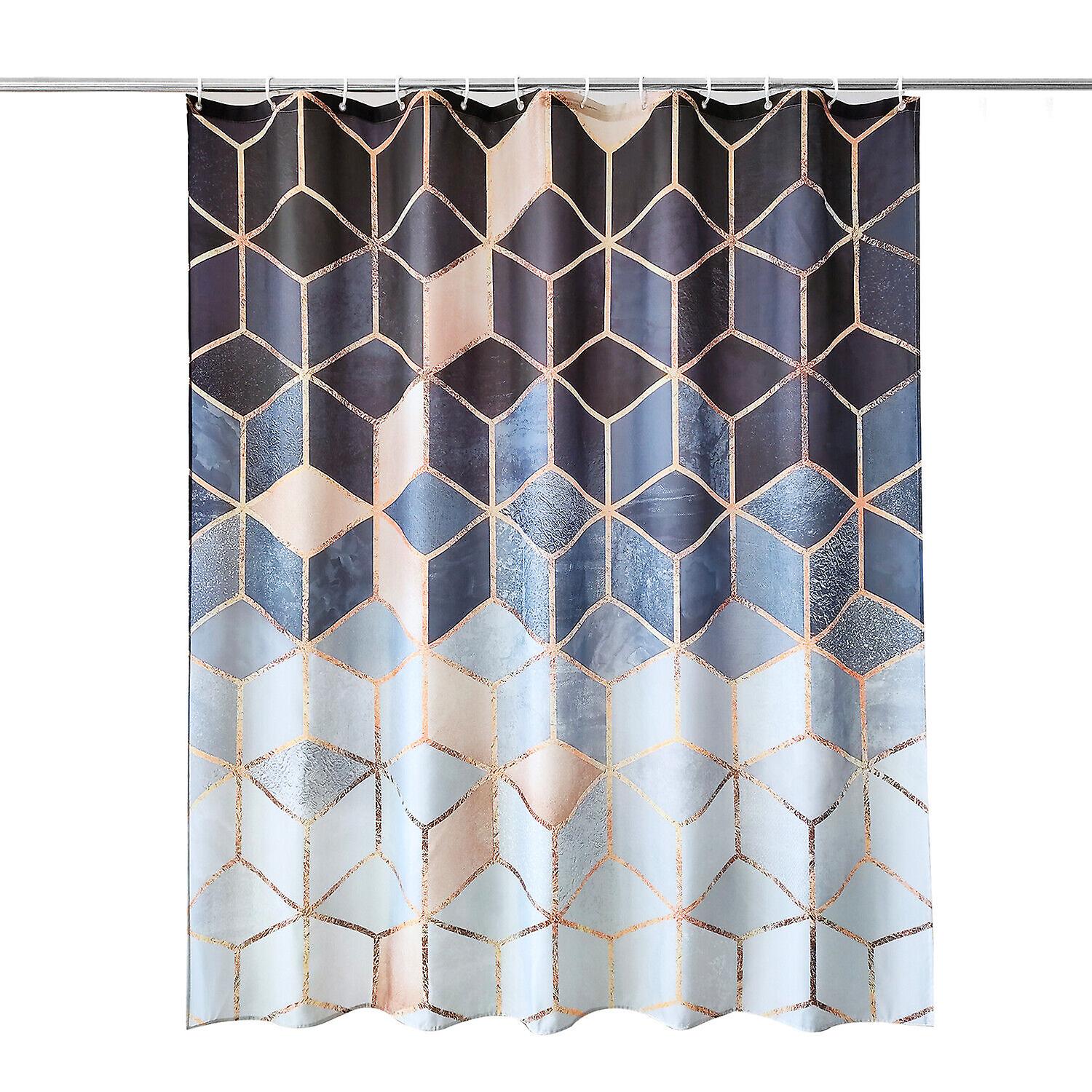 Cortina de chuveiro estampada de tecido com 12 ganchos