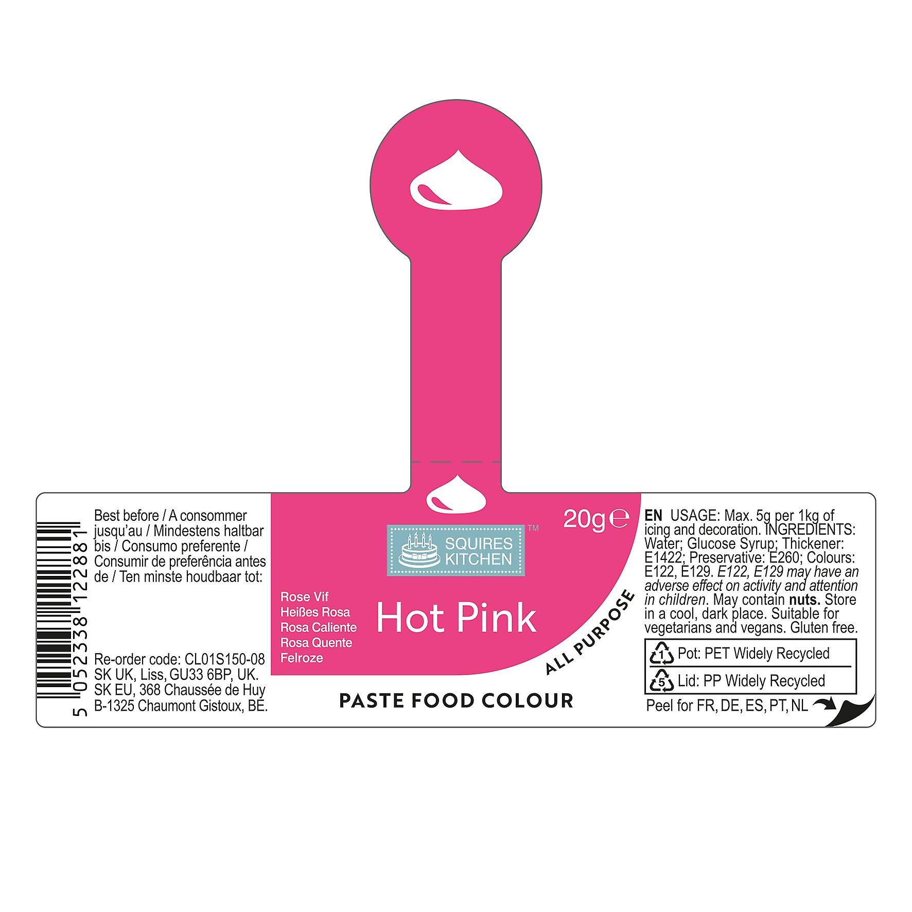 Squires Kitchen Food Colouring Paste Gel 20g - Hot Pink