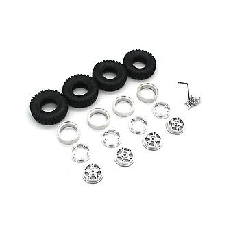 4pcs 55mm 1.0 Metal Bead Wheel Rubber Tire Set For Axial Scx24 4m Fms 1/18 1/24 Rc Car Upgra