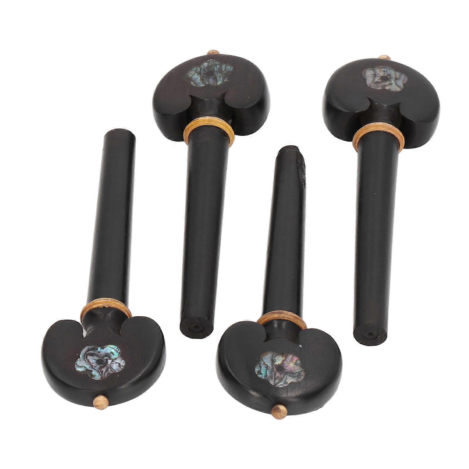 4PCS Fine Tune Peg Black Ebony Pre Punched Handmade Wear Resistant Cello Tuning Peg for Replacement