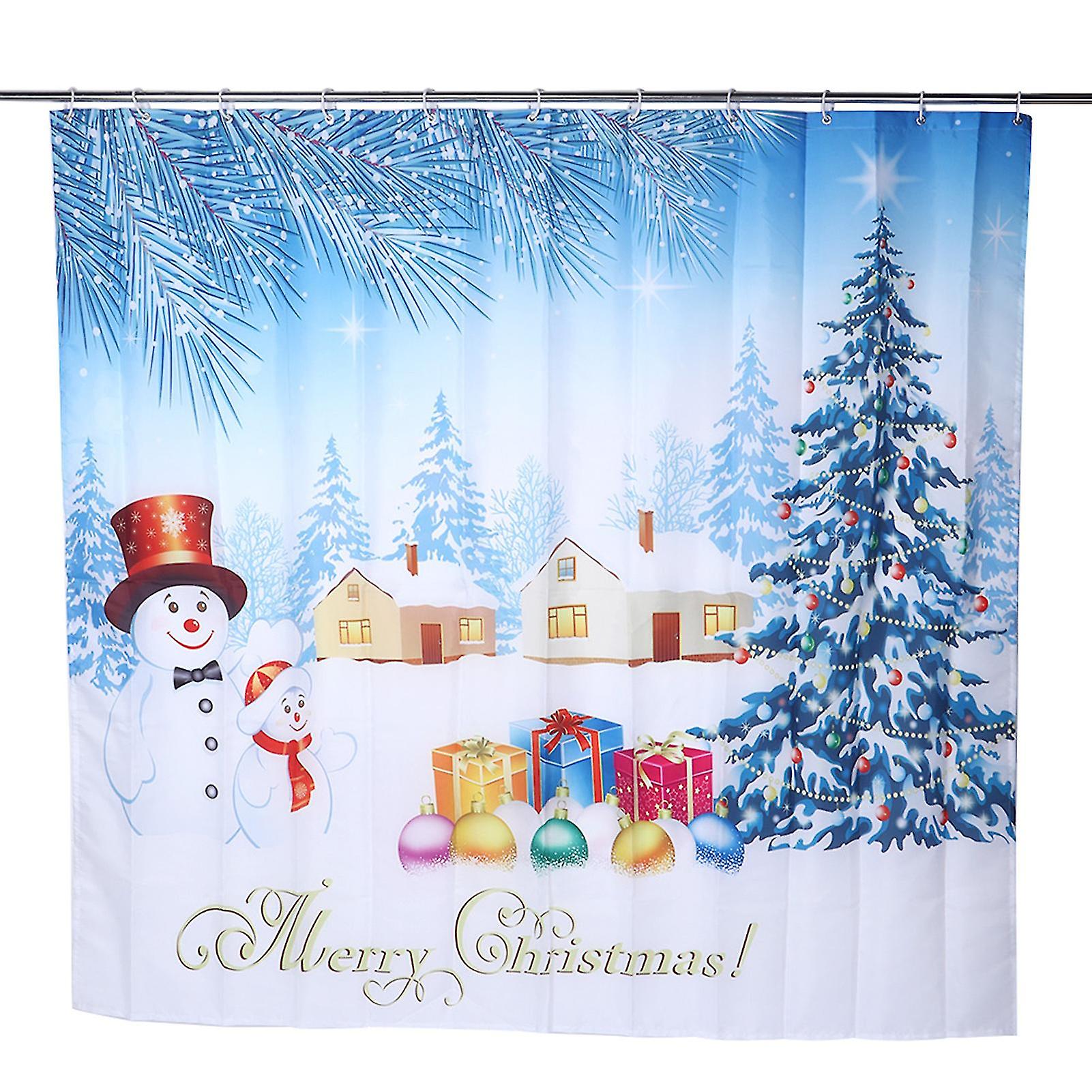 200x180cm Christmas Pattern Waterproof Polyester Shower Curtain