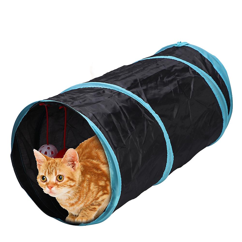 Foldable Polyester Cat Toy Tunnel Tubes with Crinkle Paper Crackle Peephole Rattle Ball Happy Play