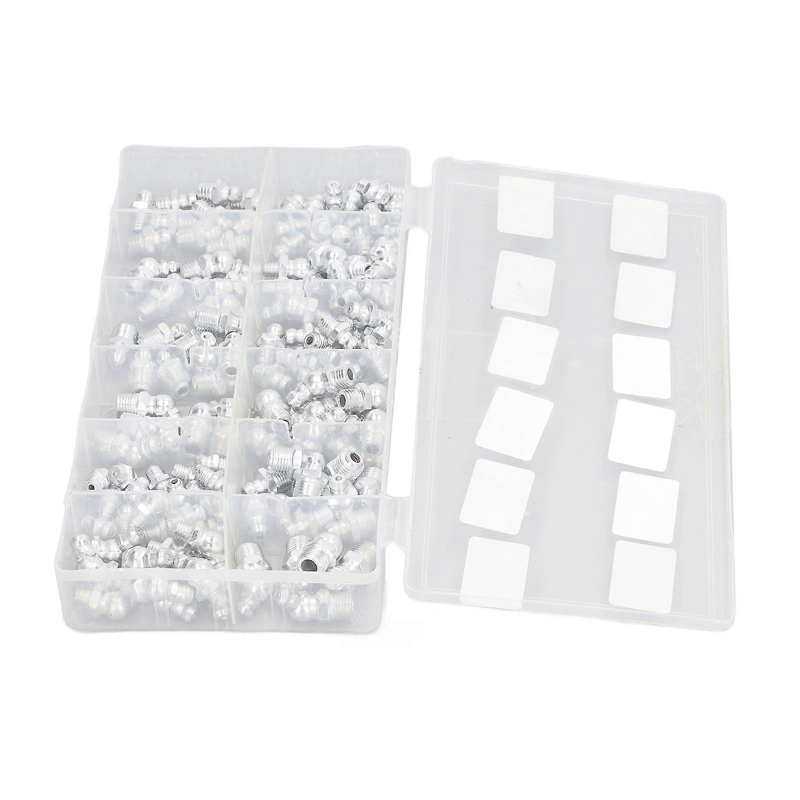 130Pcs Hydraulic Grease Fitting 12 Types SAE Zerk Fitting Grease Nipple Assortment