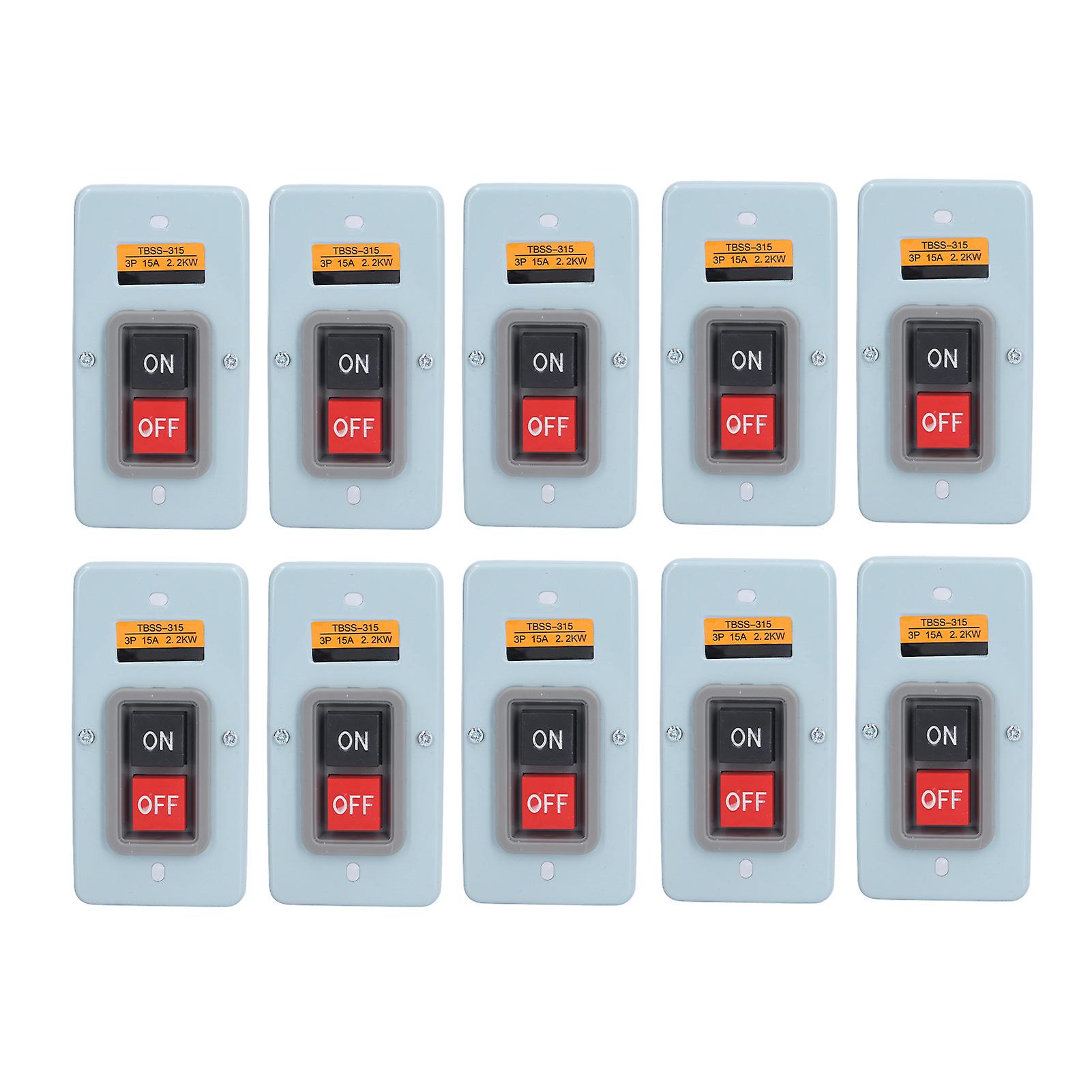 10pcs 3 Phase Motor Switch Brass Conductive Buried Type Sheet Metal Sealing Press Button for Distribution Boxes