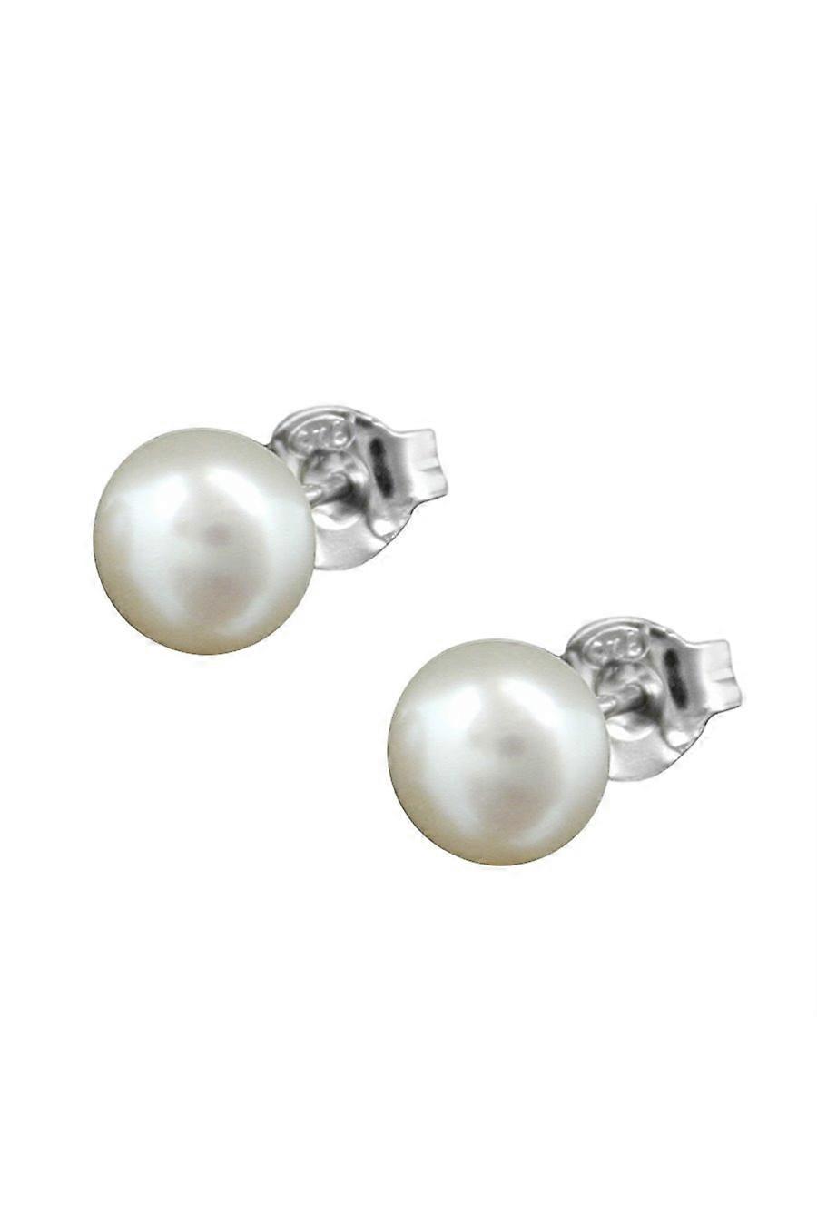 Stud Earrings 6mm Pearl White Silver 925 - Gl91136