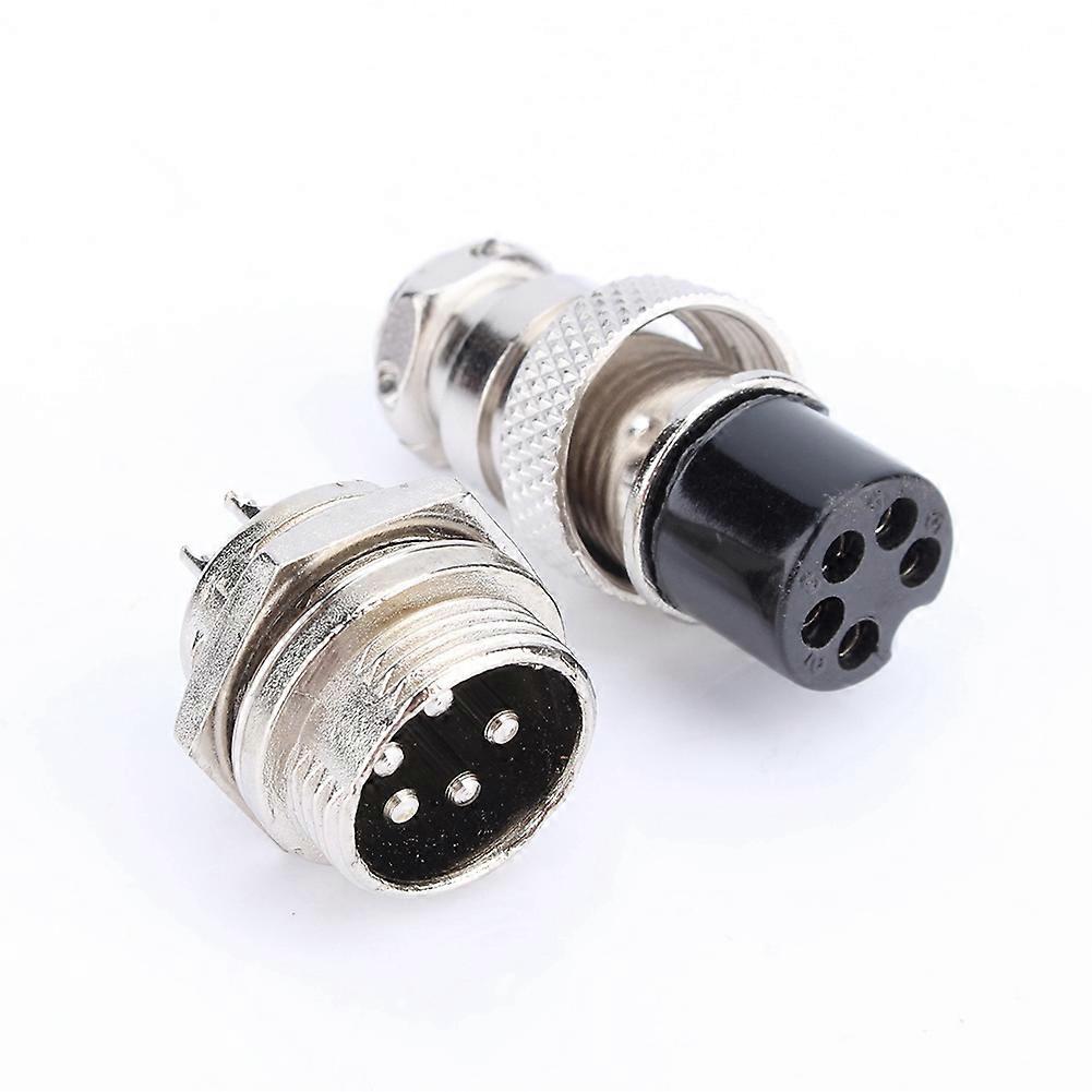 1 set GX16 5 pin screw type aviation electrical plug connectors,