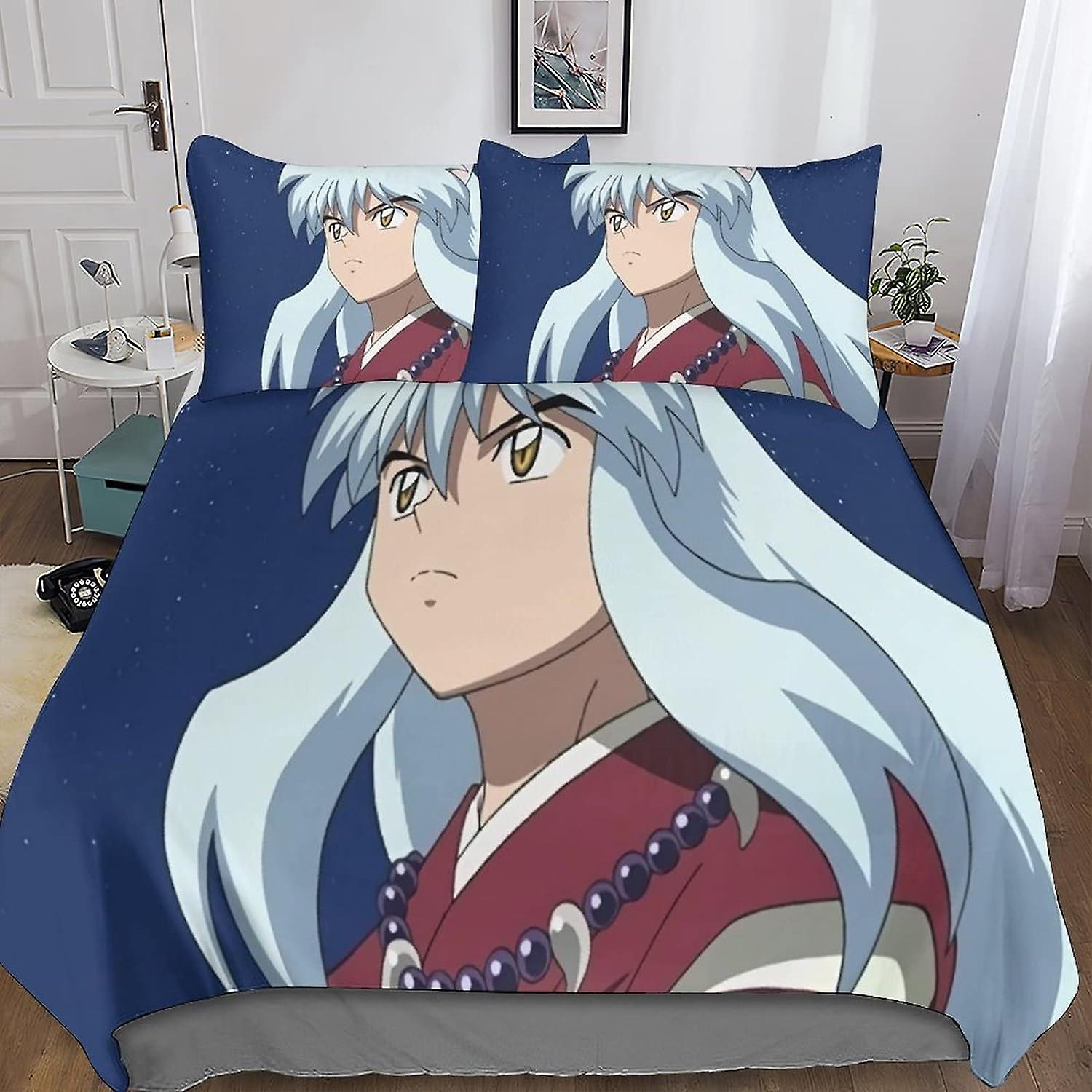 MYPALL Inuyasha 3D للبالغين والأطفال طباعة لحاف غطاء الفراش مجموعات مع سستة لحاف السرير يغطي لينة ستوكات غطاء غطاء السرير