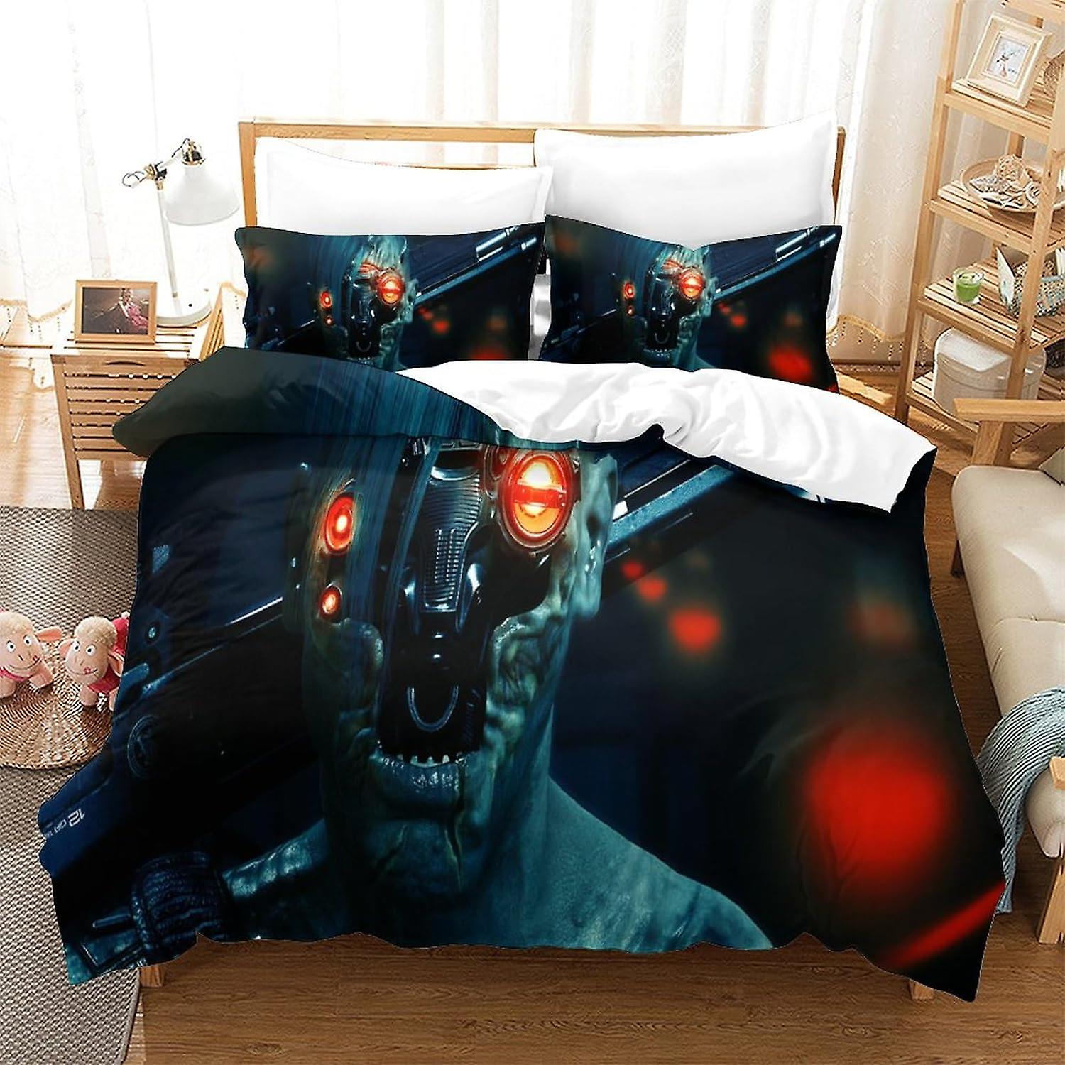 3D Printed Cyberpunk 2077 Duvet Cover Set Sci-Fi Hero Bedding Set, Soft Microfibre, 2 Pillowcases, Hidden Zip,