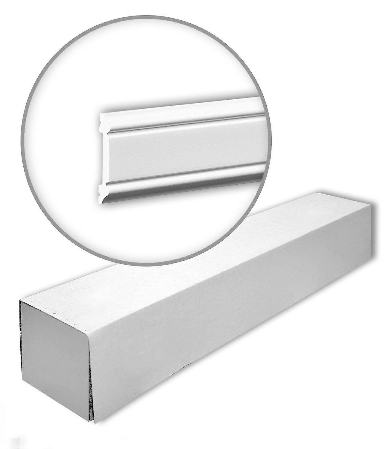 e-Delux GmbH 32 x Wandlijsten 651384-box 64 Meter Profhome Geëxtrudeerd polystyreen (XPS) 200 cm wit reeds geprimed licht, zeer vormvast, schokbestend
