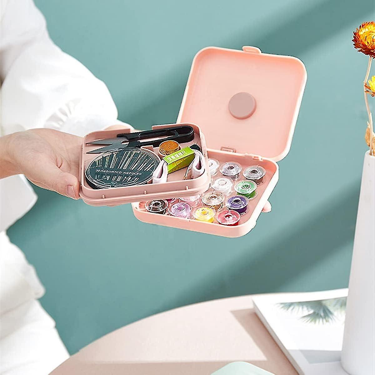 Sewing Kit (Powder),12.3*11*3.3cm, 21 Accessories, Portable Sewing Needle and Thread, Convenient Sew