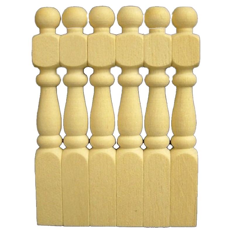 Dolls House 6 Natural Wood Turned Newel Posts Miniature 1:12 Scale