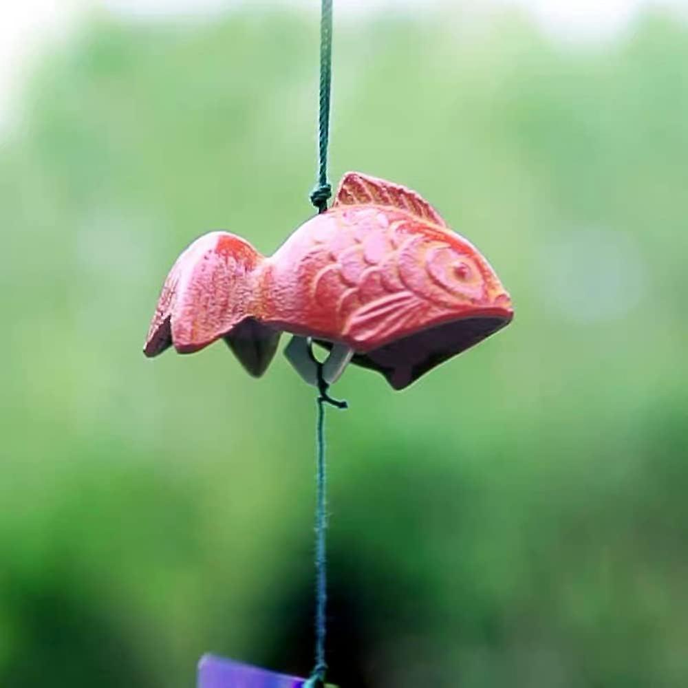 Japanese Goldfish Bless Small Wind Chimes Outdoor, Iwachu Cast Iron Lucky Temple Wind Bell Memorial and Sympathy Wind Chimes for Outside Good Luck for
