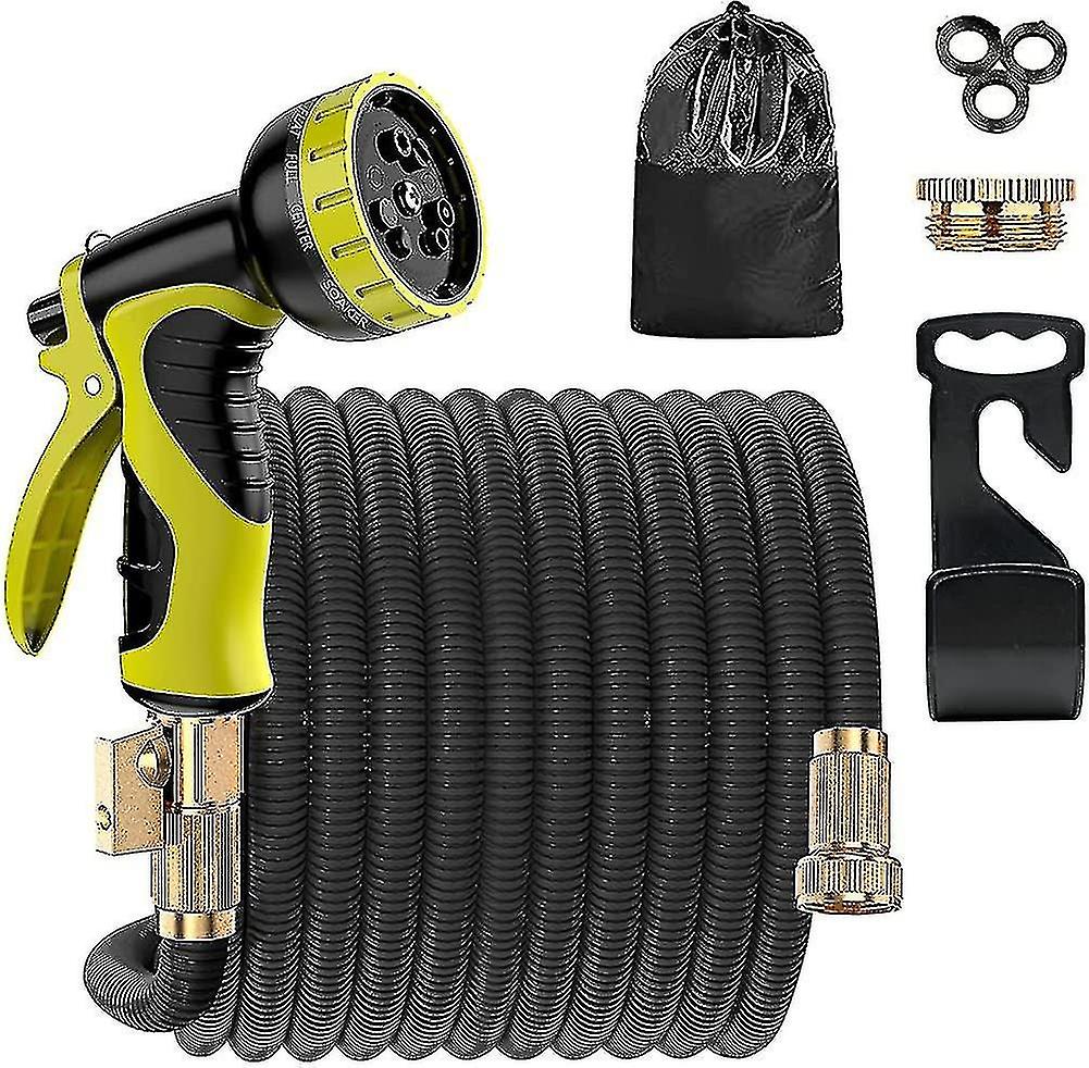 Expandable garden hose - 9 function spray gun + triple latex core + storage bag,