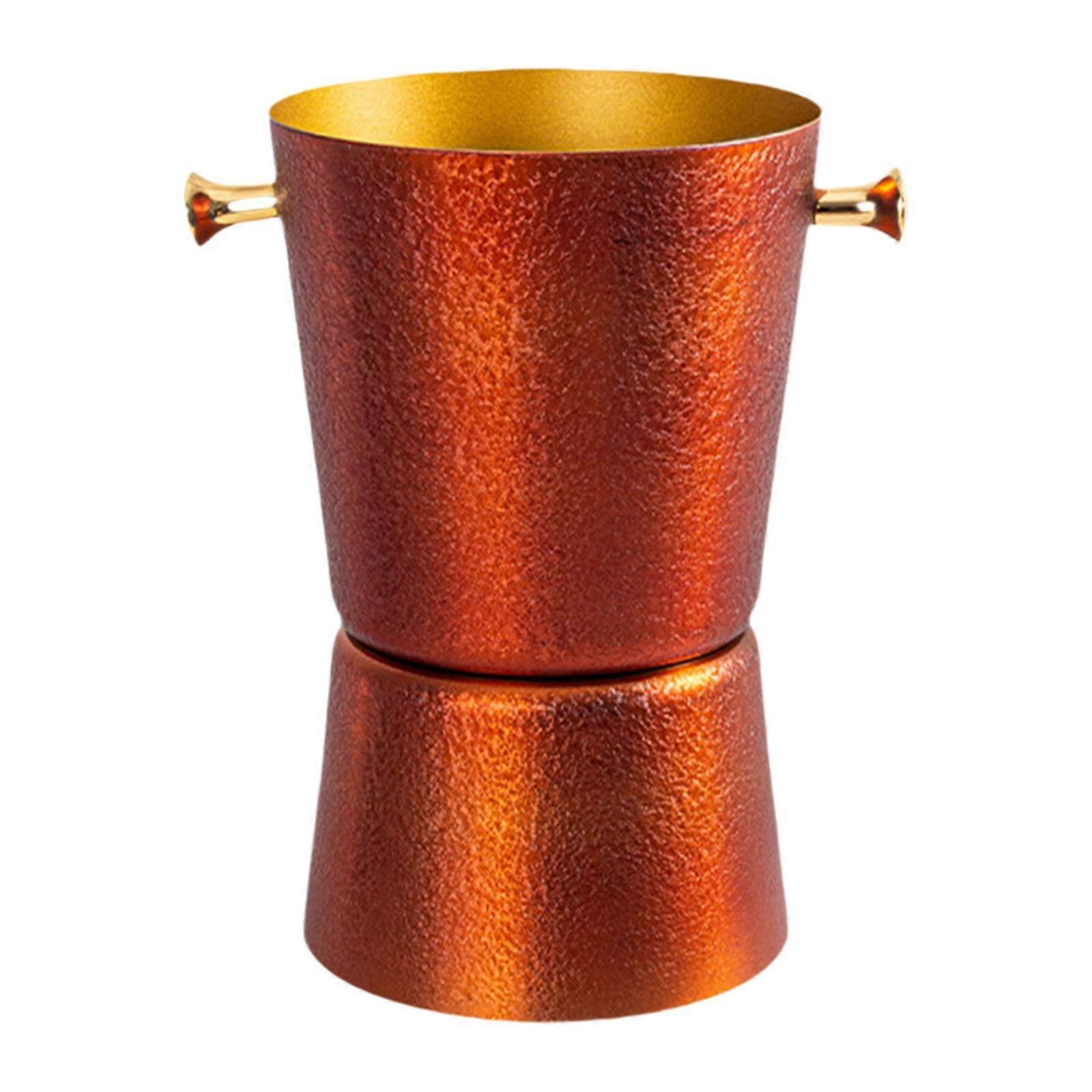 Ice Bucket Stainless Steel Champagne Bowl for BBQ Parties Outdoor Activities Red Gold