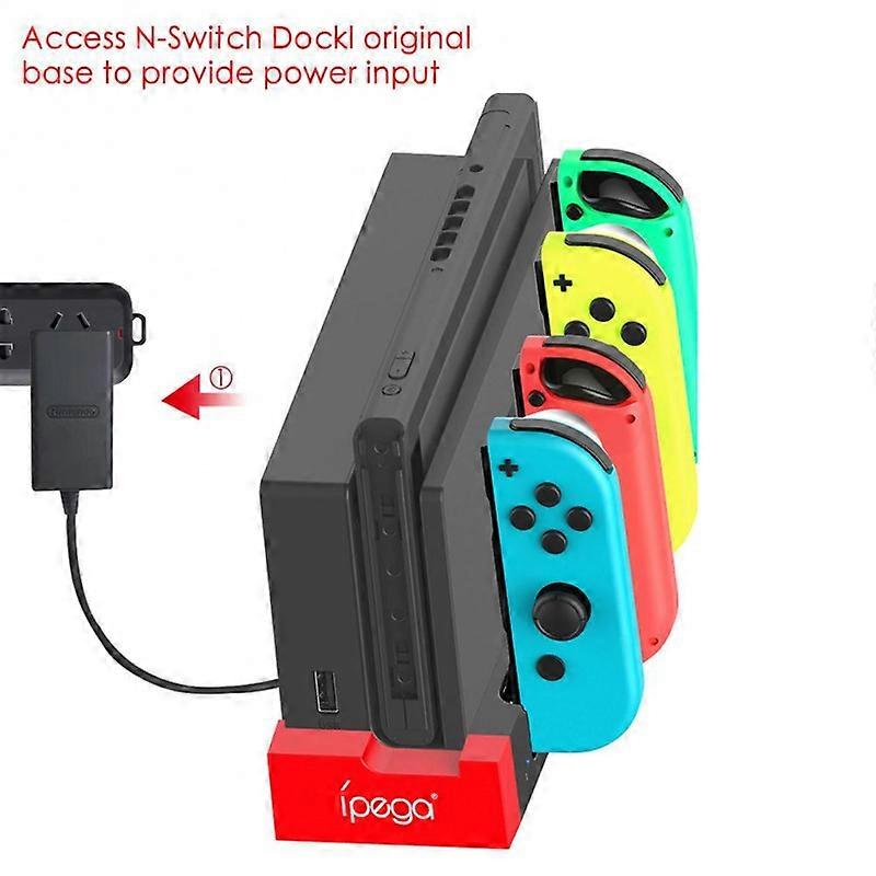 PG 9186 S6 Stand 4 in 1 Controller Charger Charging Station for Nintendo Switch NS Joy Con Game Console with Indicator
