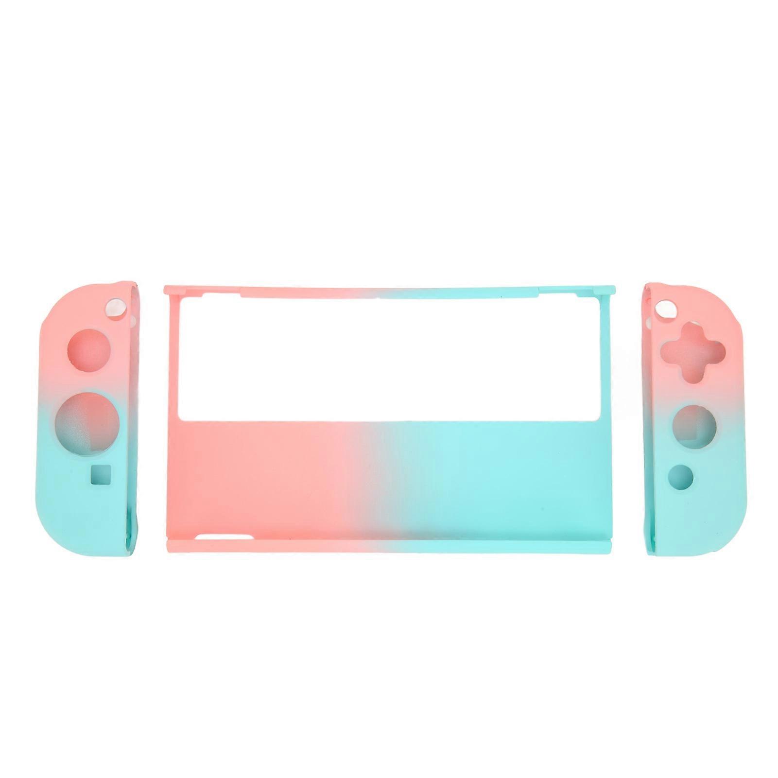 Game Console Cover Case Gradient Ergonomic Grip Game Console Silicone Protective Case For Switch Oled Blue Green