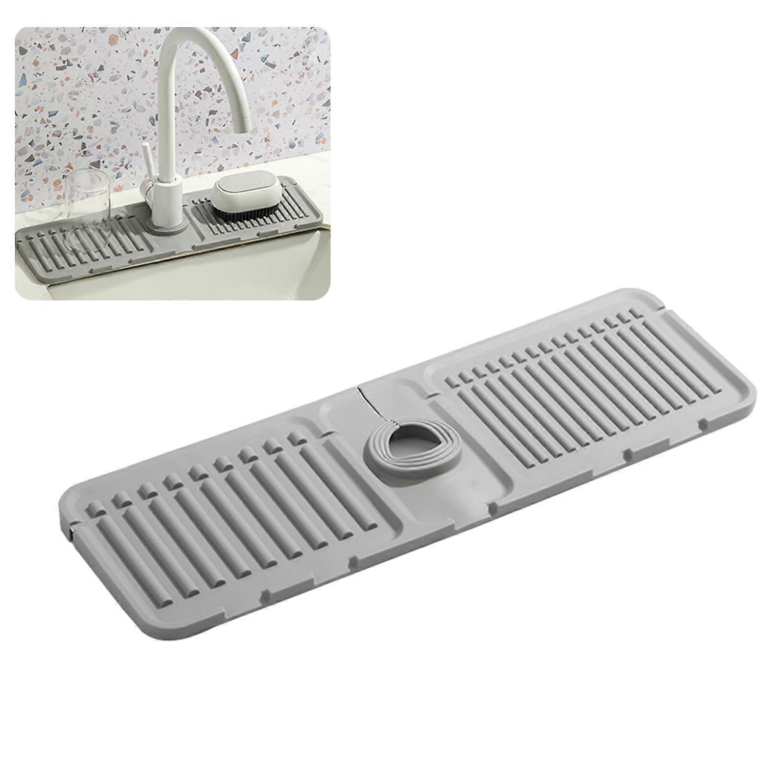 Faucet Mat for Kitchen Sink -Upgraded Premium Silicone Splash Guard with Fast Drying Properties - Protective Tray for Stone Sink