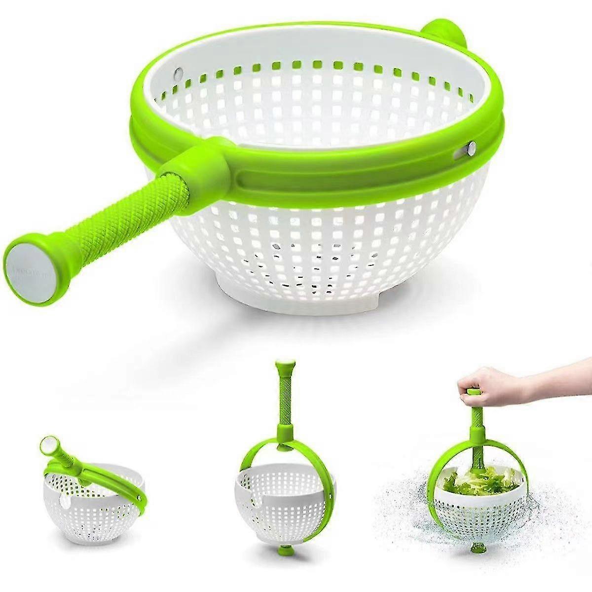 Salad Spinner Non Scratch Spinning Colander Space Saving Lettuce Spinner Colander With Collapsible Handle Easy To Use