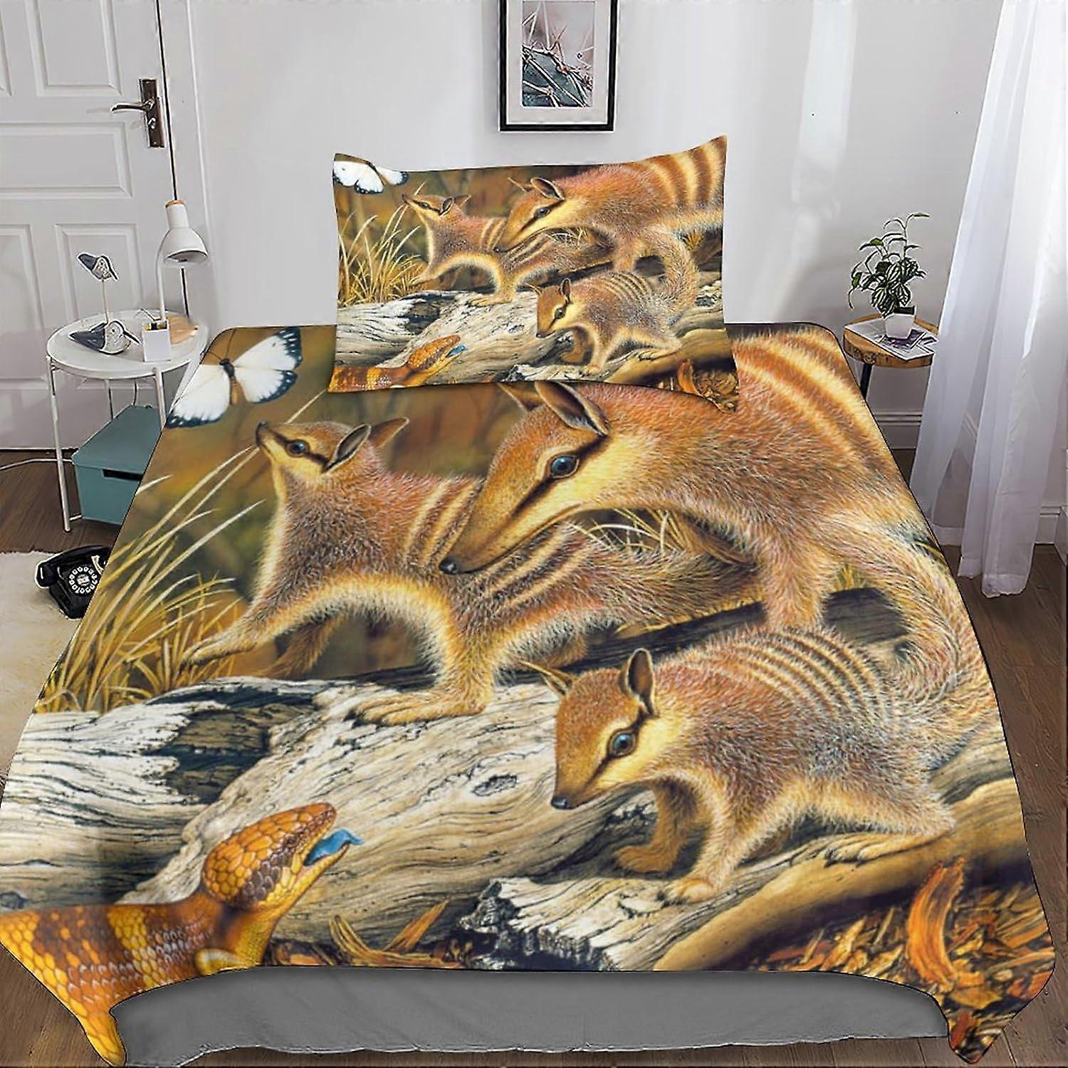 Djur D påslakan mönster tryckt i D oljemålning sängkläder, sängkläder med örngott, för vuxna och barn Mikrofiber singel 135 * 200 CM