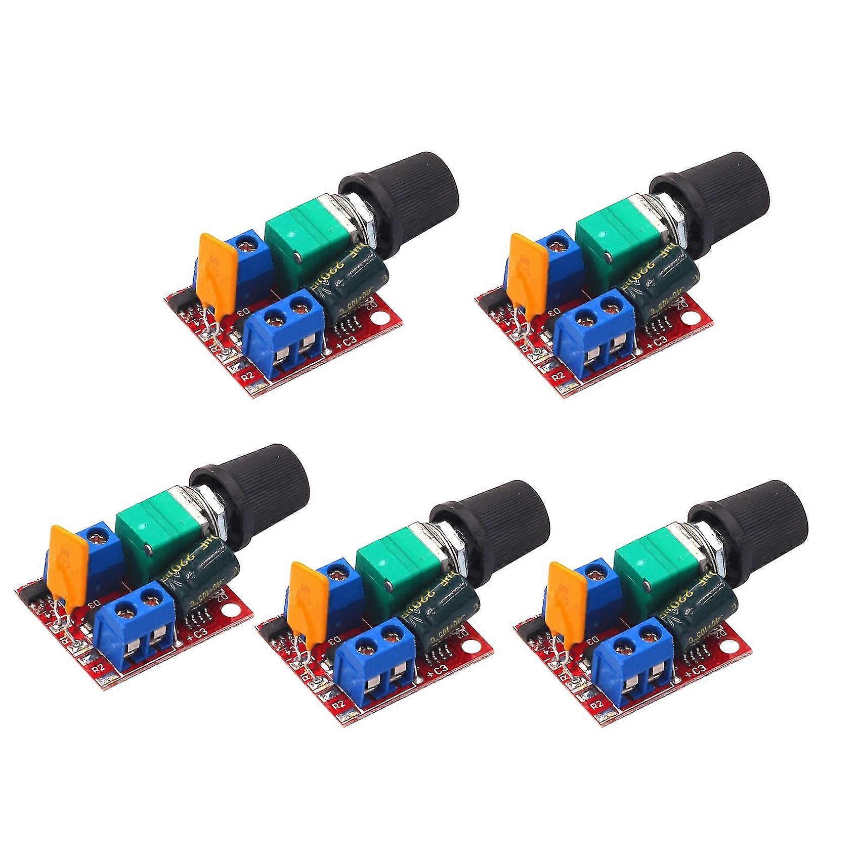 5pc Mini Dc Motor Pwm Speed Controller 3v-35v Speed Control Switch Led Dimmer 5a Board Module 90w H