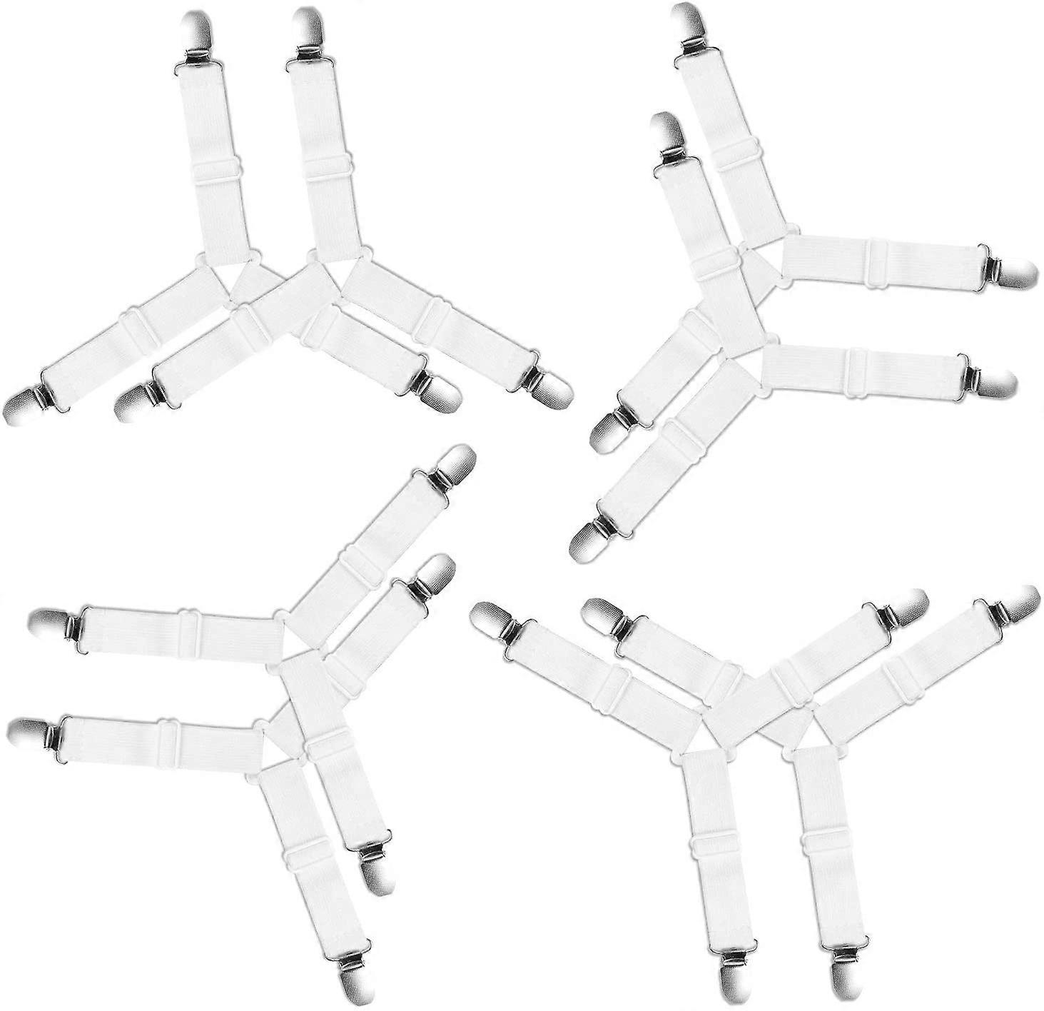 Bed Sheet Stretcher Fixed 8 Pieces, Elastic Mattress Stretcher Fitted Sheet Bed Sheet Adjustable, Triangle Gripper Holders For Adjustable Bed Sheets F