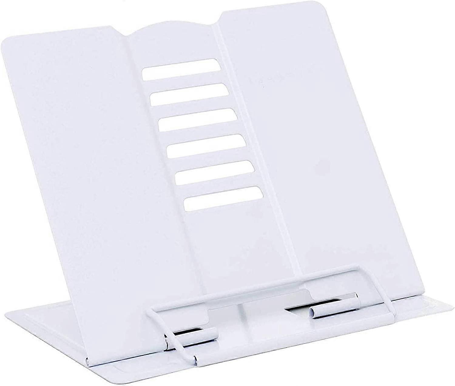 Adjustable Non-Slip Recipe Music Book Stand, Multi-Function Metal Easel (White)