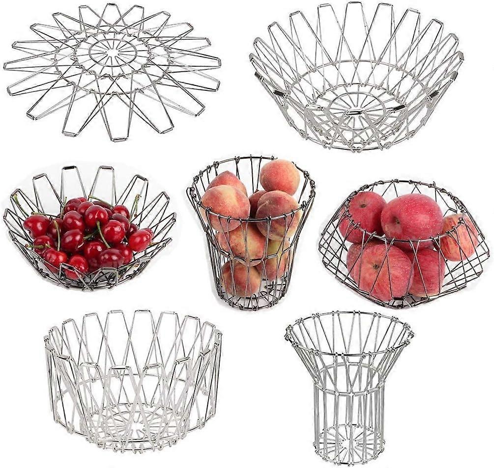 Wire Fruit Bowl Fruit Basket Stainless Steel Container Storage Magic Deformable Fruit Tray Coll