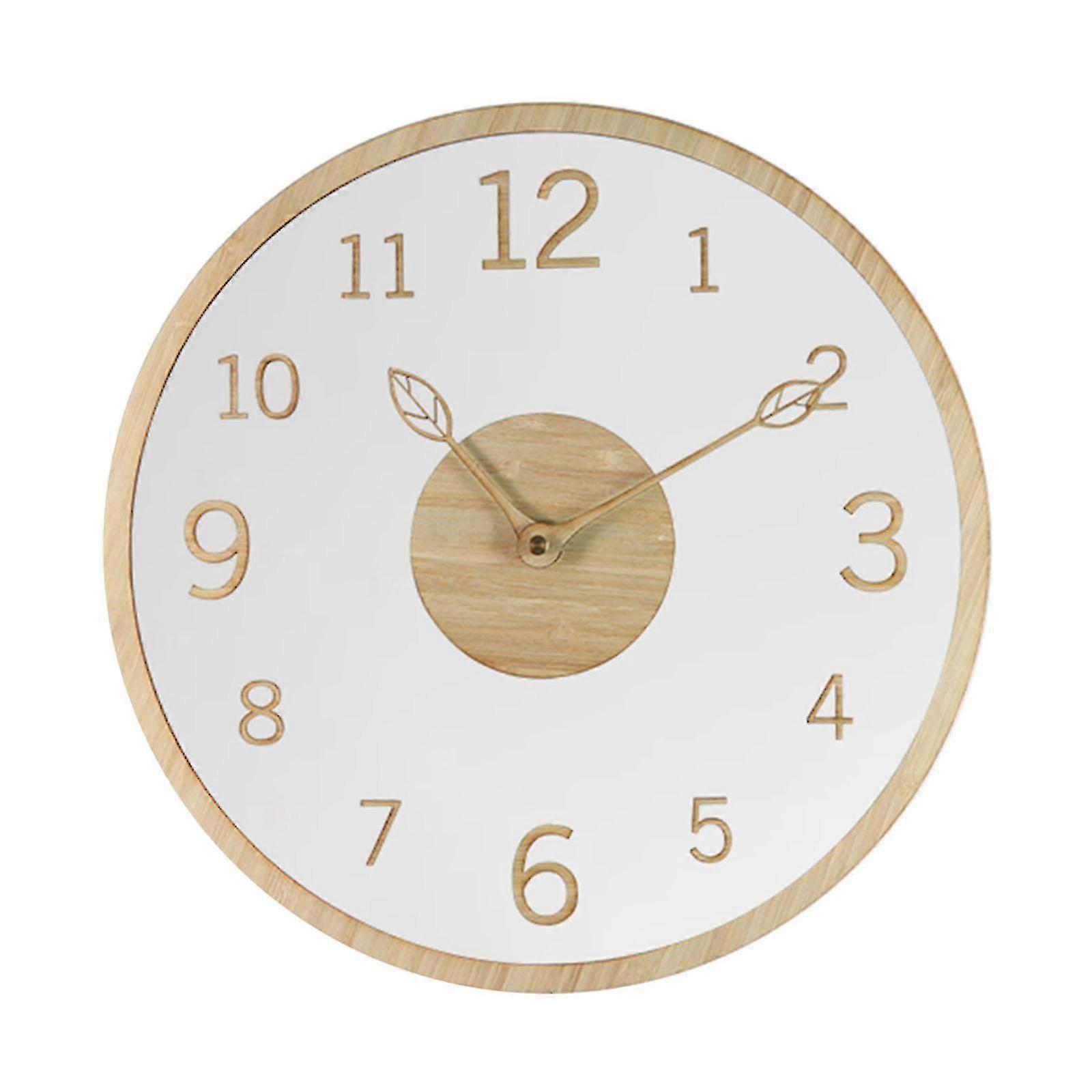 Modern Wall Clock Silent Wooden Wall Hanging Clock For Office Home Classroom Log Color