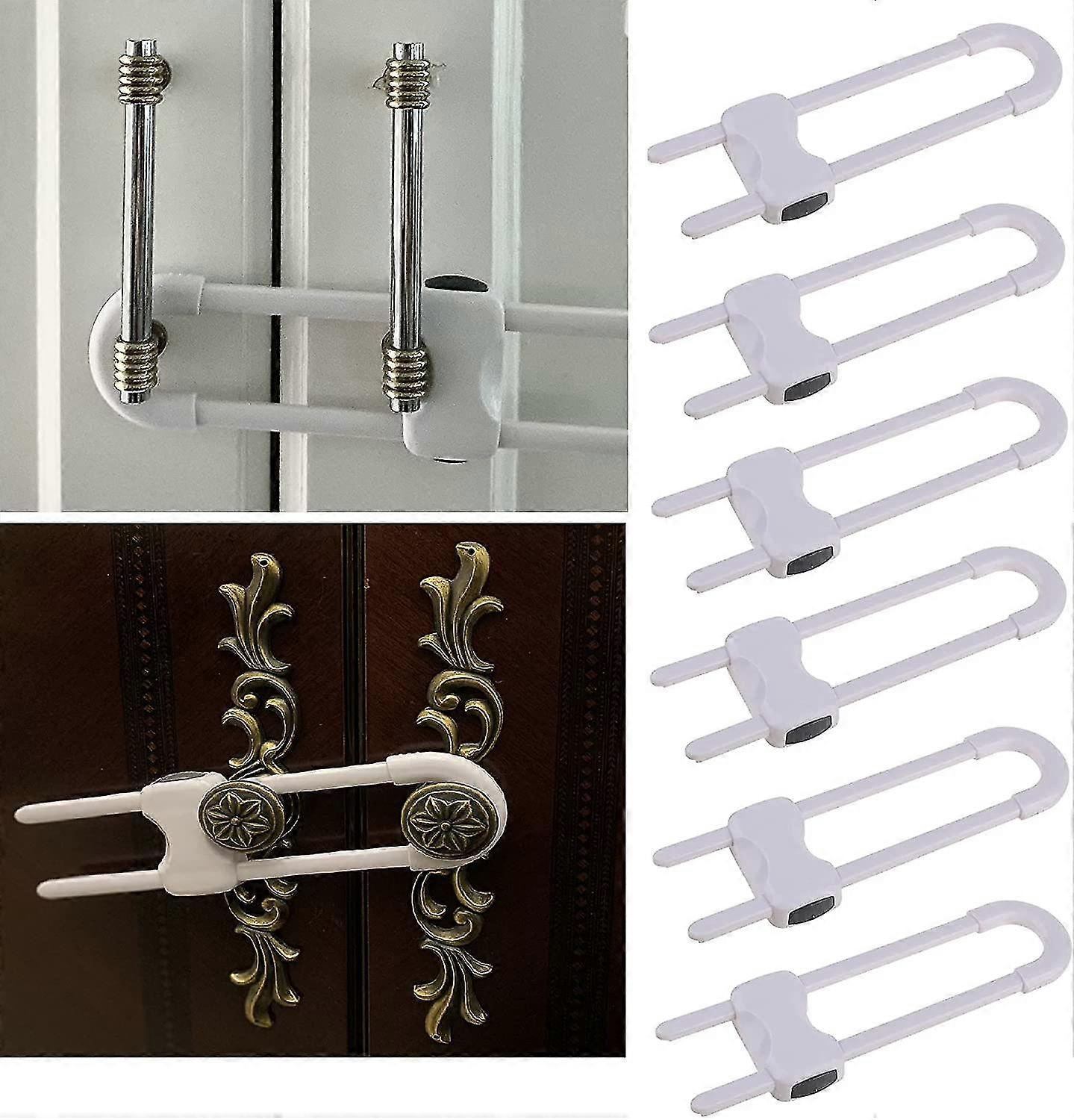 Cupboard Locks For Children Baby Proofing For Both Cabinet Knobs And Cabinet Handles (6 Packs). U Shape Easy Slide Baby Drawer Safety Lock To Keep Y
