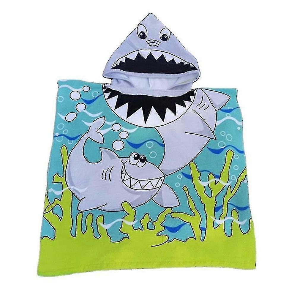Kids Boys Girls Cartoon Printed Beach Towel Hooded Bathrobe Wearable Swimming Towel