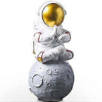 Astronaut Statue, Meditation Astronaut Figure Sculpture For Desktop , Resin Spaceman Planet Desk Ornament For Outer Space Themed Bedroom Decor.