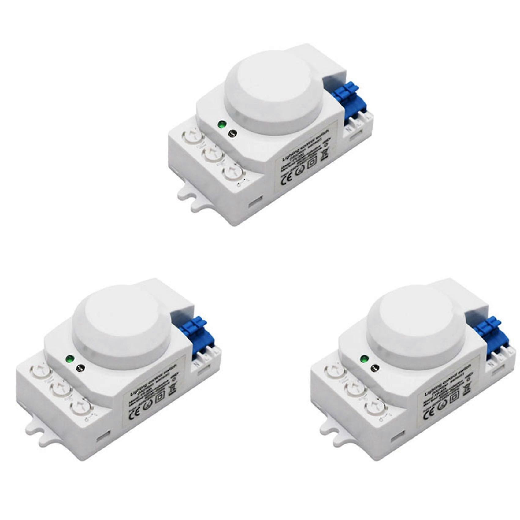 3x 5.8ghz hf מערכת led מיקרוגל 360 מעלות חיישן תנועה מתג אור גוף גלאי תנועה, לבן