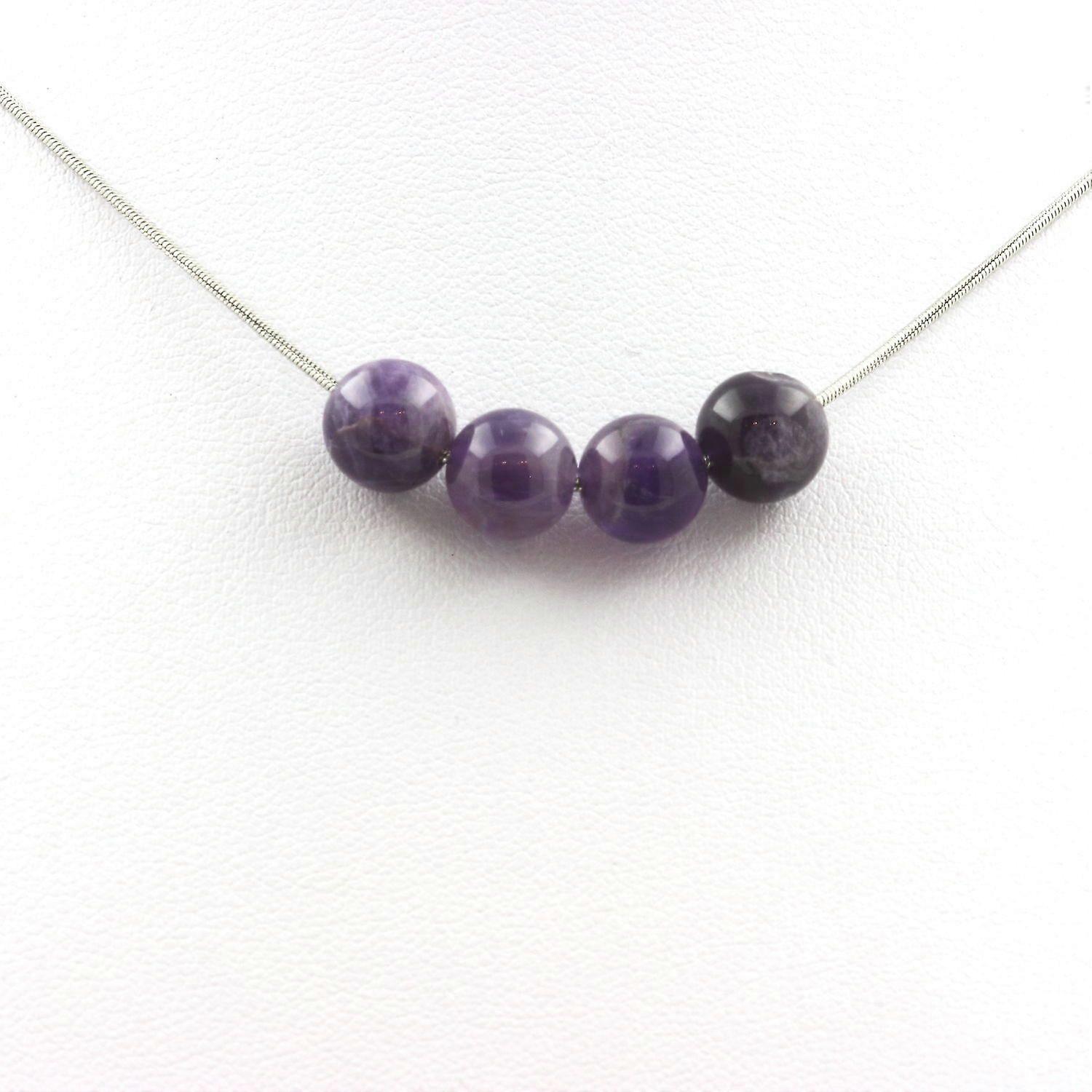 Necklace with 4 Amethyst beads 8 mm