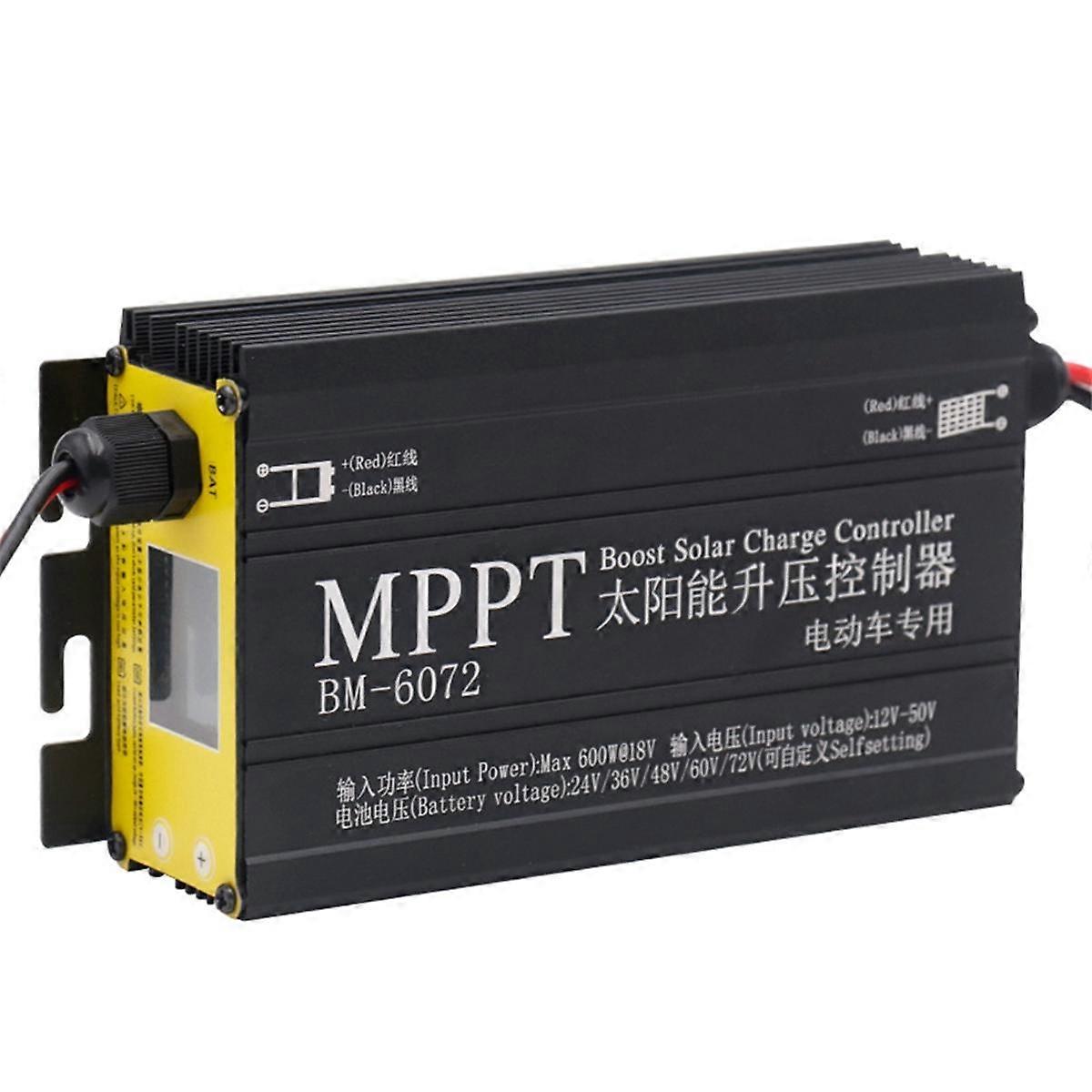 BM6072 600W MPPT Boost Solar Charge Controller for 24V 36V 48V 60V 72V Battery System Solar Panel 12-50V Input Voltage